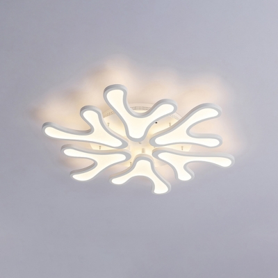 Acrylic Snowflake Ceiling Lamp Modern Fashion 4/6 Lights LED Semi Flush Light in White