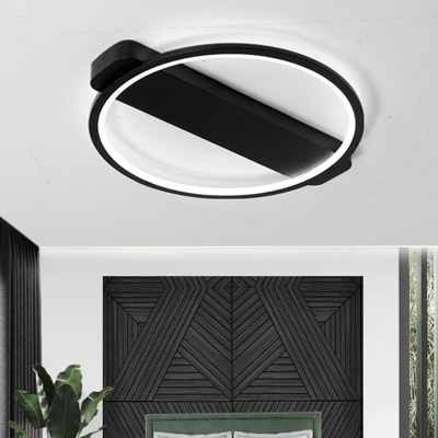 Black Circular Ring LED Flush Light Simplicity Modernism Metal Ceiling Light for Sitting Room