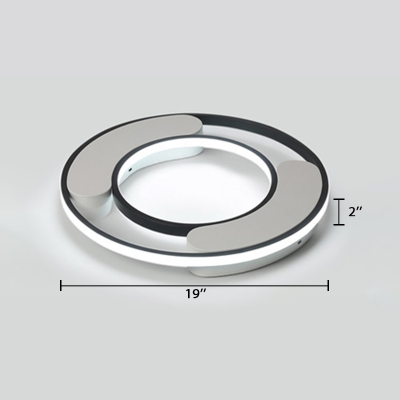 Black Halo Ring LED Ceiling Light Simplicity Metallic Flushmount for Living Room Bedroom