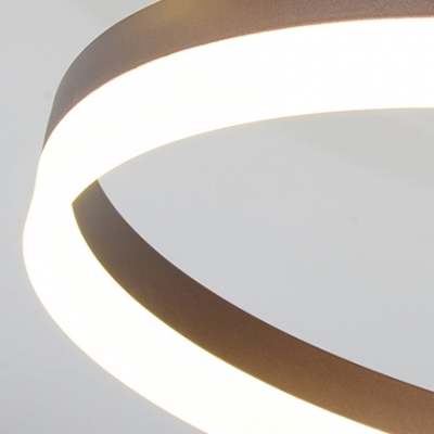 Coffee-cream Halo Ring LED Flush Light Fixture Minimalist Metallic Flushmount for Living Room