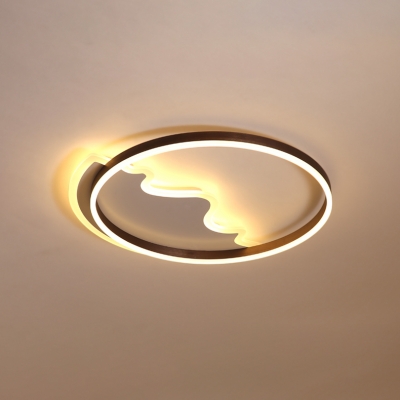 Brown Single Ring Ceiling Fixture Modern Fashion Acrylic Decorative LED Flush Light for Bedroom