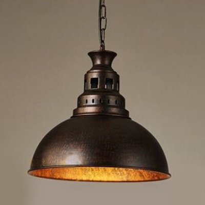 Industrial Pendant Light with Dome Metal Shade, 12.6