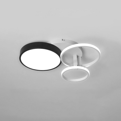 Metallic Round Flush Ceiling Light Nordic Style 3/5/7 Lights LED Flush Mount in Black and White