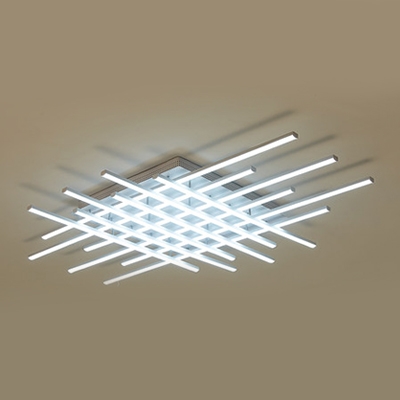 Modern Linear Ceiling Flush Mount Acrylic 6/8/10/12 Lights LED Flush Light in White