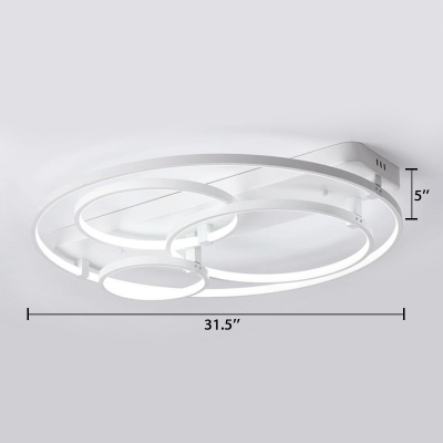 Multi Ring LED Semi Flush Light Simplicity Silicon Gel Decorative Ceiling Light in Warm/White