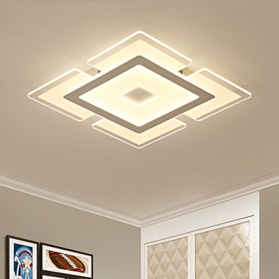 Nordic Ultrathin LED Flush Mount with Square Acrylic Shade Ceiling Fixture in Warm/White