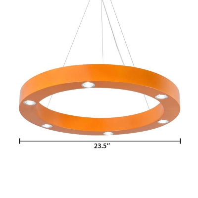 Ring Shape 6 Led Flush Ceiling Light Orange Yellow Metal Ceiling Lamp