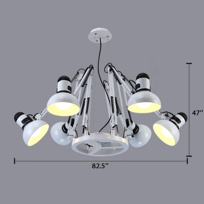 Rotatable 6 Heads Dome Suspended Light Modernism Metallic Chandelier Lamp in White