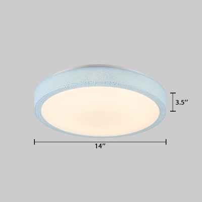 Round Ceiling Lamp with Crack Pattern Acrylic LED Flush Mount in Blue/Pink for Bedroom