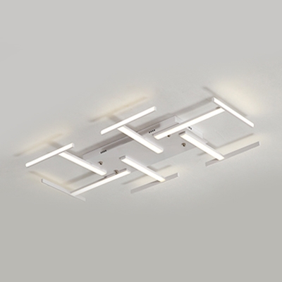 White Bar LED Lighting Fixture Nordic Style Metallic Art Deco Ceiling Light for Coffee Shop