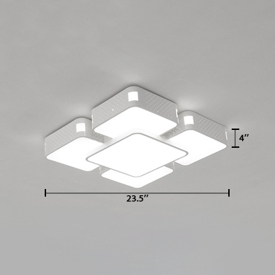 White Quadrate Flushmount with Acrylic Shade Modern Design LED Lighting Fixture for Hotel Hall