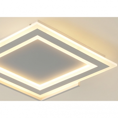 White Square Ceiling Fixture with Acrylic Shade Nordic Style Surface Mount LED Light for Hotel Hall