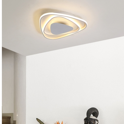 White Triangle LED Lighting Fixture Nordic Style Metallic Flush Light for Bedroom Foyer