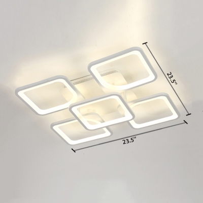 4/5 Square Frame LED Ceiling Lamp with Acrylic Shade Modern Chic Semi Flush Mount for Sitting Room