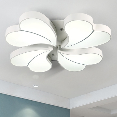 4 Lights Loving Heart Lighting Fixture Contemporary Metallic LED Flush Mount in White