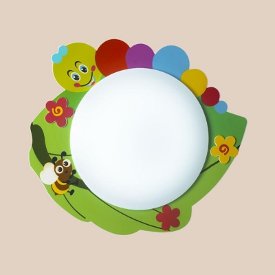 Acrylic LED Flush Mount with Colorful Caterpillar Pattern Decorative Ceiling Lamp for Children Room