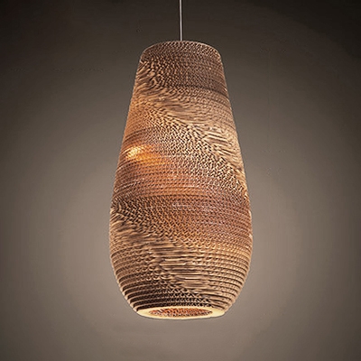 Asian Style Vase Shade Hanging Light Paper 1 Light Pendant Light in Brown for Dining Room Hallway
