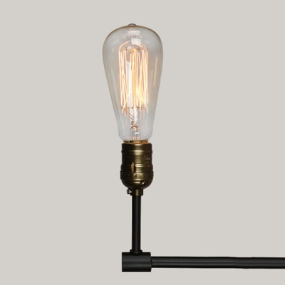 Bare Bulb Chandelier Ceiling Light Retro Style Iron Multi Light Suspension Light in Aged Brass