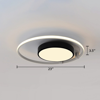 Black and White Circular Flush Mount Light Nordic Style Acrylic LED Flushmount for Sitting Room