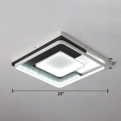 Black and White Square Flushmount Concise Modern Metallic Decorative LED Ceiling Flush Mount