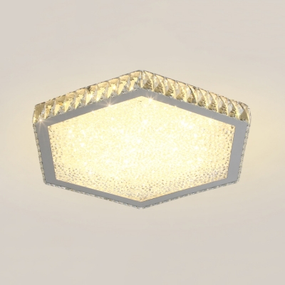 Crystal Hexagon Flush Light Fixture Modernism LED Ceiling Fixture in Warm/White for Sitting Room