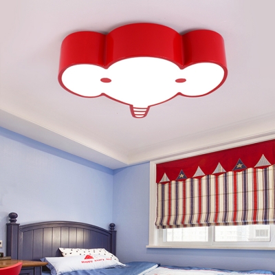 Elephant LED Flush Light Fixture Blue/Green/Orange/Red Metal Ceiling Lamp for Kids