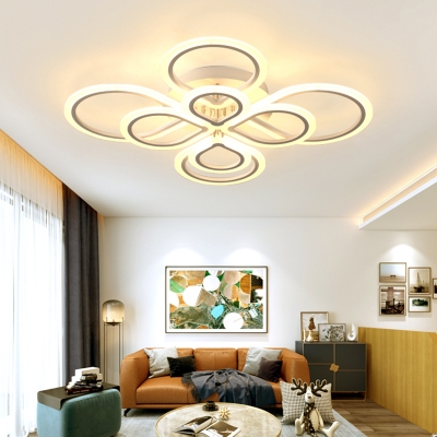 Metal Round Canopy Ceiling Lamp Minimalist Multi Lights Lighting Fixture in Warm/White