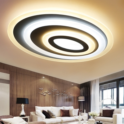 Multi-Layer LED Ceiling Lamp with Ellipse Acrylic Shade Contemporary Surface Mount Ceiling Light in White