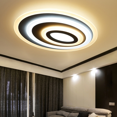 Multi-Layer LED Ceiling Lamp with Ellipse Acrylic Shade Contemporary Surface Mount Ceiling Light in White