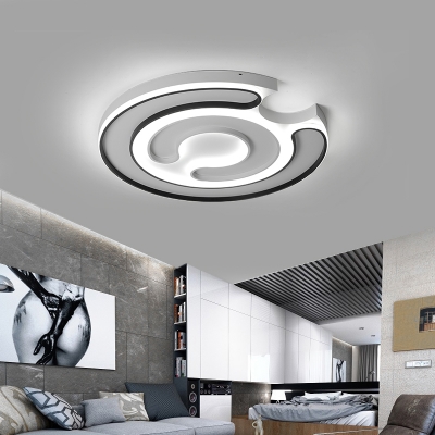 Silicon Gel C Shape Flush Light Modernism LED Flush Mount Lighting in Black and White