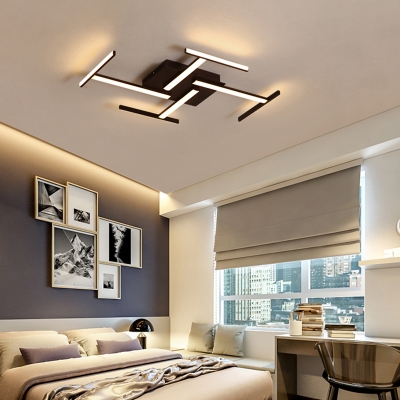 Silicon Gel Linear Ceiling Light Modern Design LED Flush Mount in Brown for Bedroom