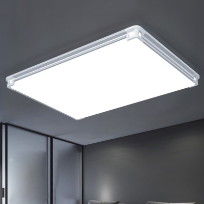 Silver Ultra Thin Flushmount with Rectangle Shape Minimalist Modern Acrylic LED Ceiling Lamp
