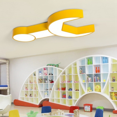 Spanner Shape LED Ceiling Lamp Blue/Green/Red/Yellow Metal Flush Light for Children