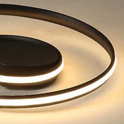White Twist LED Flush Light Modern Chic Ceiling Fixture with Round Metal Canopy for Corridor