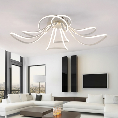 White Ultrathin Flush Light Fixture with Bloom Design Modern Chic Aluminum LED Ceiling Lamp