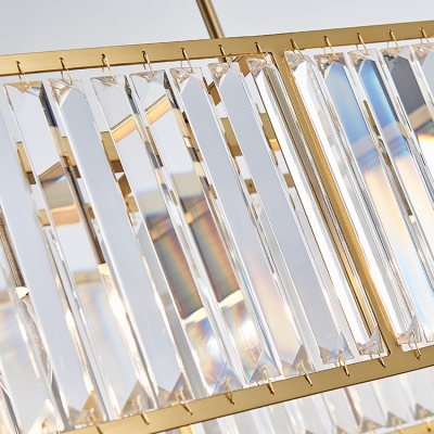 4 Lights Rectangle Chandelier Light Modern Luxury Crystal Suspended Light in Gold for Hotel Hall