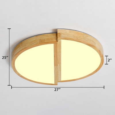 Acrylic Half Round LED Ceiling Light Contemporary Flush Mount Light in Wood for Living Room