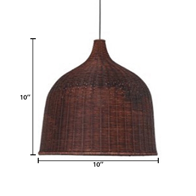 Bell Shade Drop Ceiling Lighting Modern Chic Knit 1 Head Pendant Light in Brown for Coffee Shop