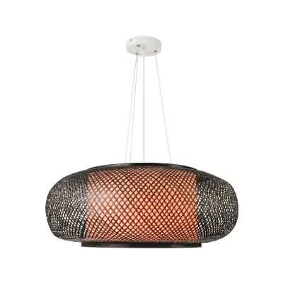 Black Global Hanging Lamp Modernism Weave Single Light Pendant Lamp for Restaurant Bedroom