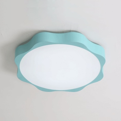 Blue/Green Floral LED Flushmount Acrylic Shade Lighting Fixture for Nursing Room