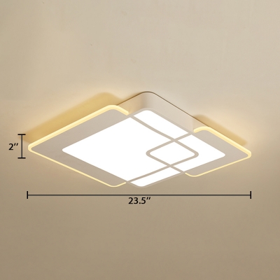 Contemporary Geometric Square Ceiling Light Acrylic LED Flush Mount in Warm/White for Study Room