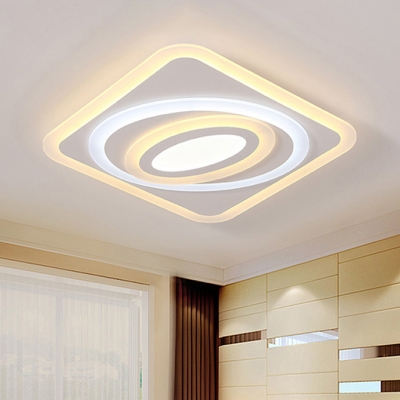 Contemporary Quadrate LED Ceiling Lamp with Oval Decorative Acrylic Flush Mount in Warm/White