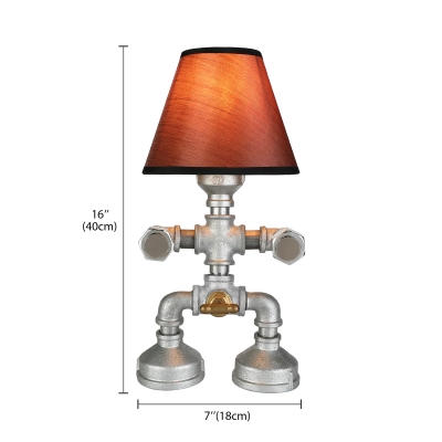 Industrial Robot Table Lamp in Silver Finish with Tap Accent