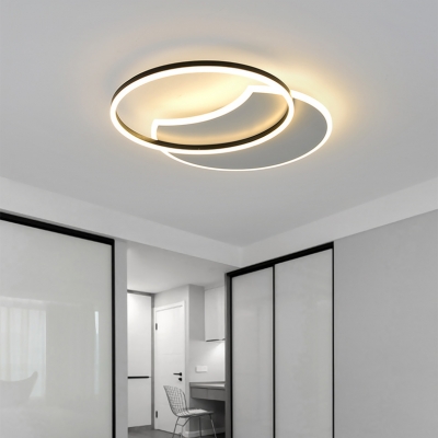Metallic Halo Ring LED Lighting Fixture Nordic Style Flush Light in Neutral for Hotel Hall