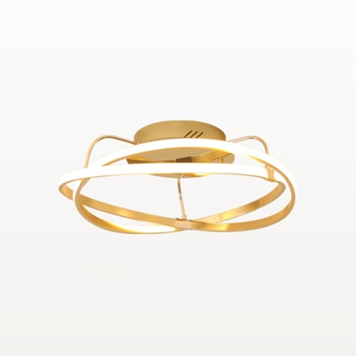 Modern Chic Veloce Ceiling Light Aluminum LED Semi Flush Mount in Brass for Restaurant