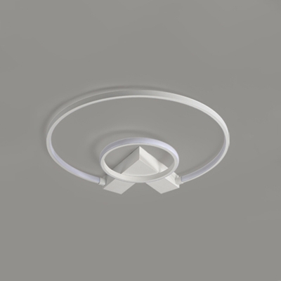 Modern Fashion Halo Ring Flush Light with V Shape Canopy Metal LED Ceiling Fixture in White