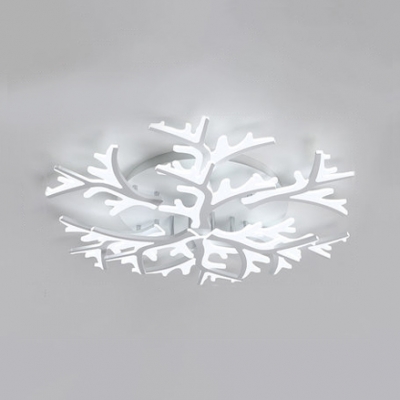 Modernism Branch LED Ceiling Fixture Metallic Multi Lights Semi Flush Light for Coffee Shop