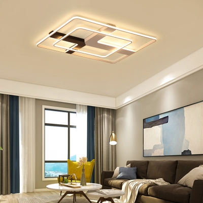 Modernism X Shape Canopy Ceiling Lamp with Rectangle Shade Acrylic LED Flush Mount in Warm/White
