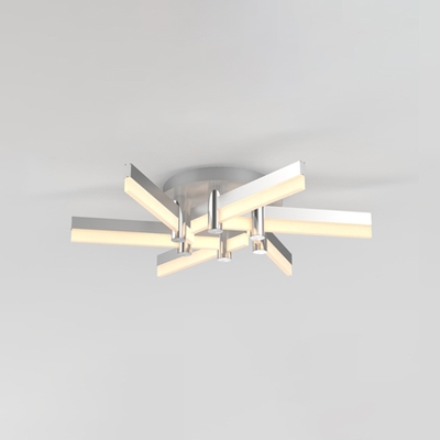 Nordic Style Windmill Lighting Fixture Acrylic 6 Lights LED Semi Flush Mount Lighting in Silver