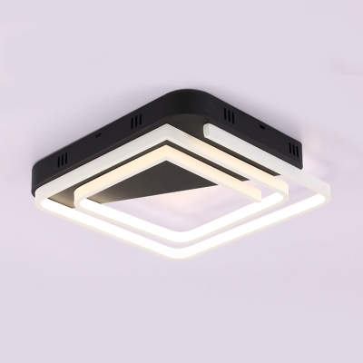 Swirl Flush Lighting with Black Triangle Canopy Post Modern Metal LED Flush Mount Light